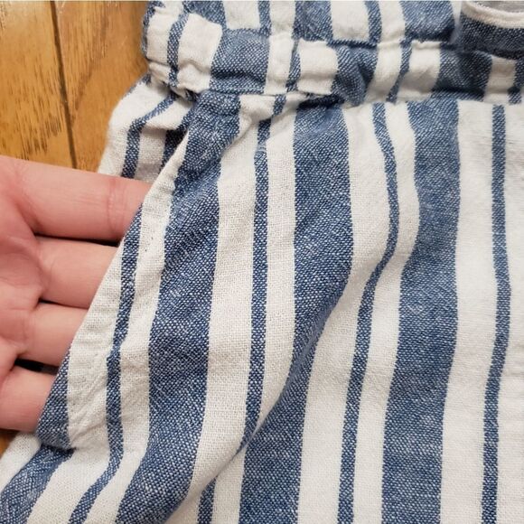 🔺️Gap Blue & White Stripe Linen Blend Apron Romper Shorts Size 00 - Picture 5 of 11